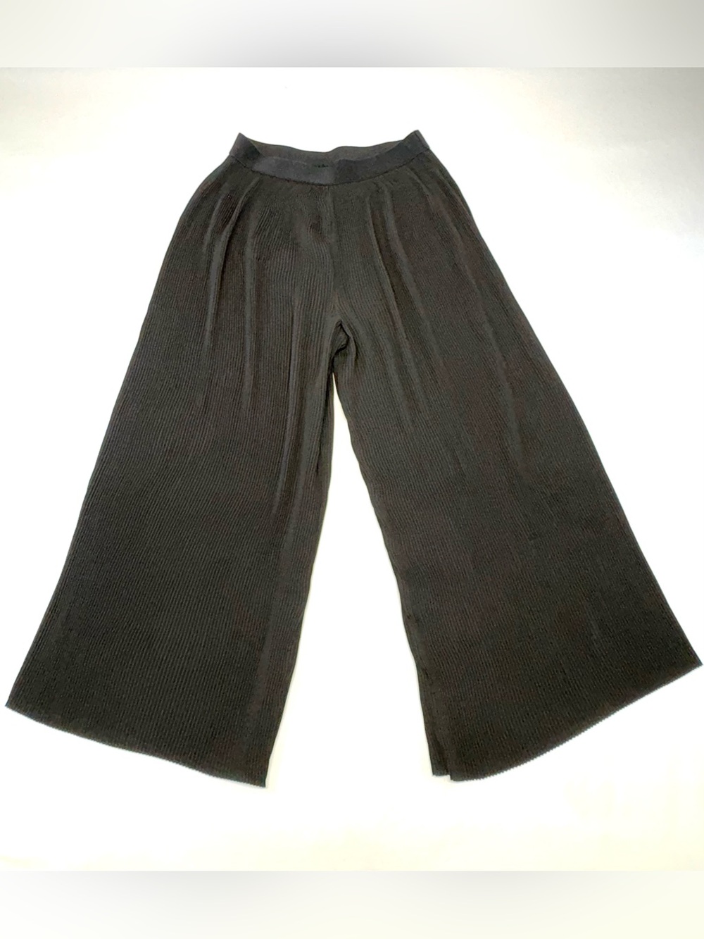 Zara Black Plisse Pleated Wide-Leg Pants - Size Medium (EUC)
